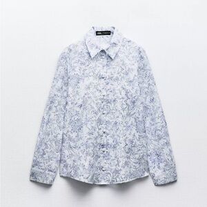Zara Blue Floral Shirt Blouse